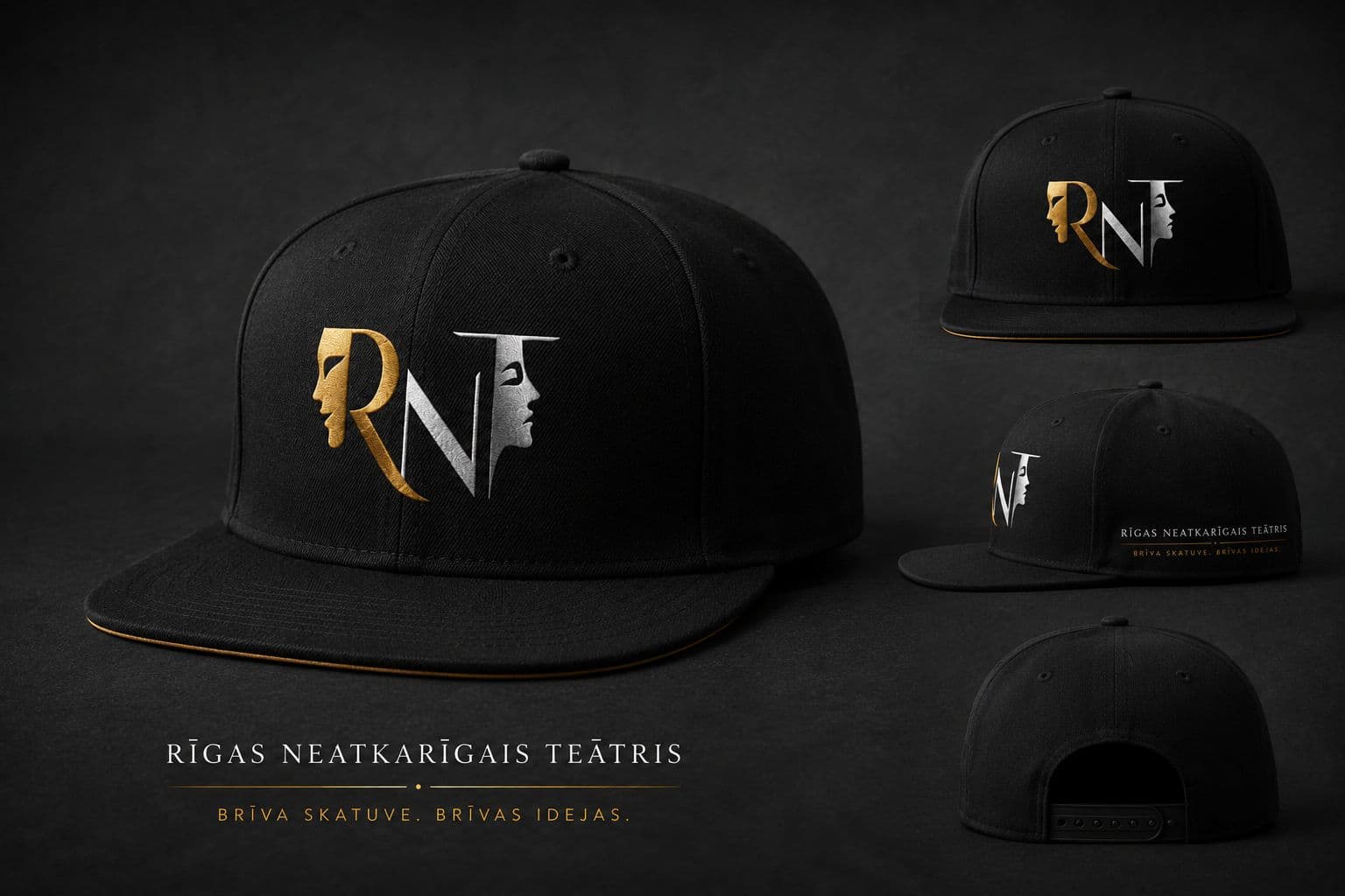 black Hip-Hop/snapback cap with a straight brim RMT LOGO